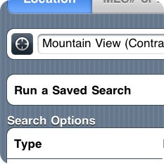 Screenshot of the search filters screen on the Redfin iPhone app, which now includes a way to run saved home searches